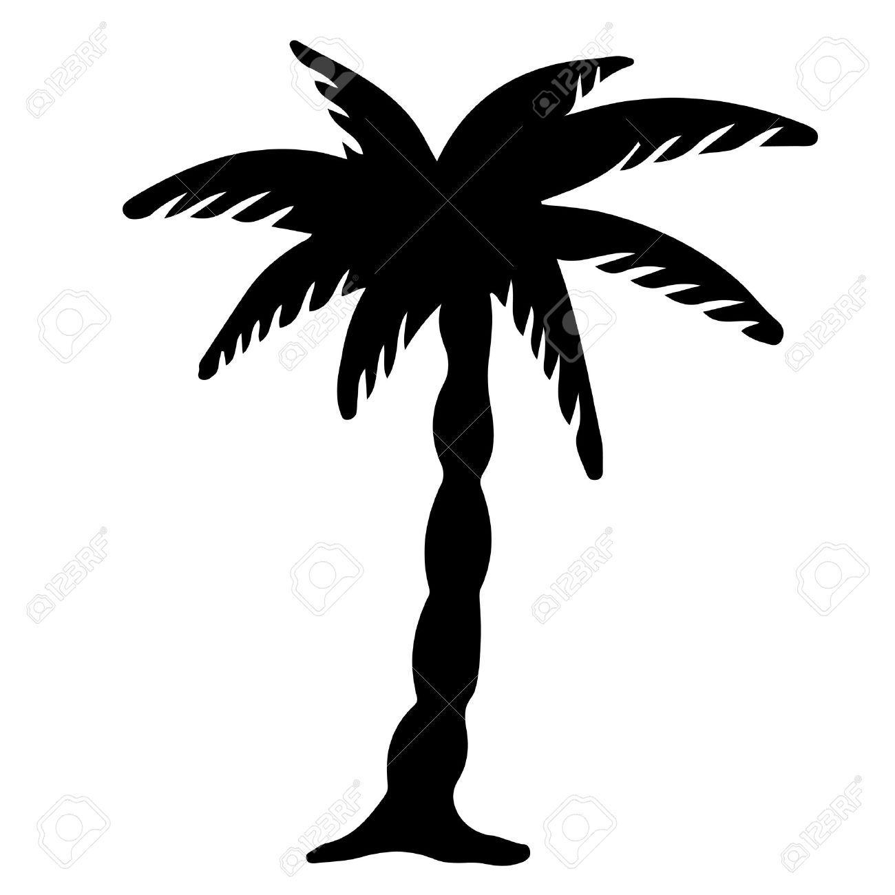 Cocotier Silhouette Noire Isole Sur Fond Blanc Vecteur Clip Art Libres De Droits Vecteurs Et Illustration Image