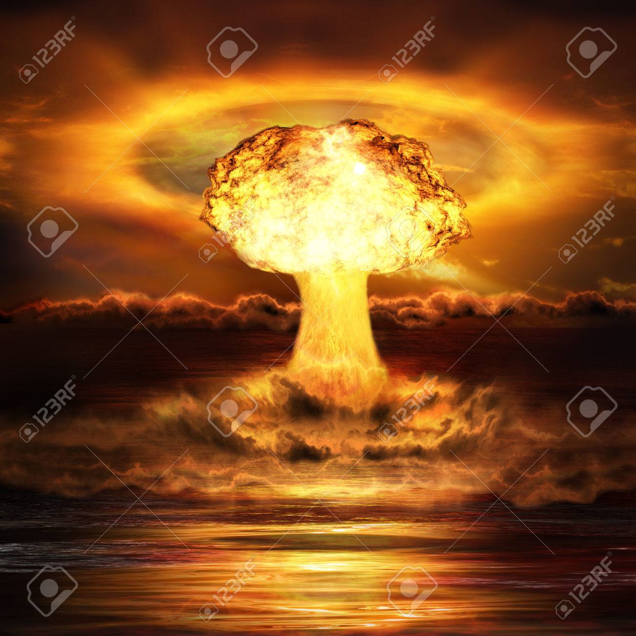 Leistungsstarke Explosion Atombombe Im Ozean Atomkrieg Eine Hohe Auflosung Lizenzfreie Fotos Bilder Und Stock Fotografie Image 48901664