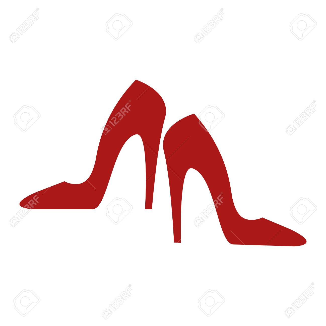 白い背景に赤いヒールのアイコンのイラスト素材 ベクタ Image