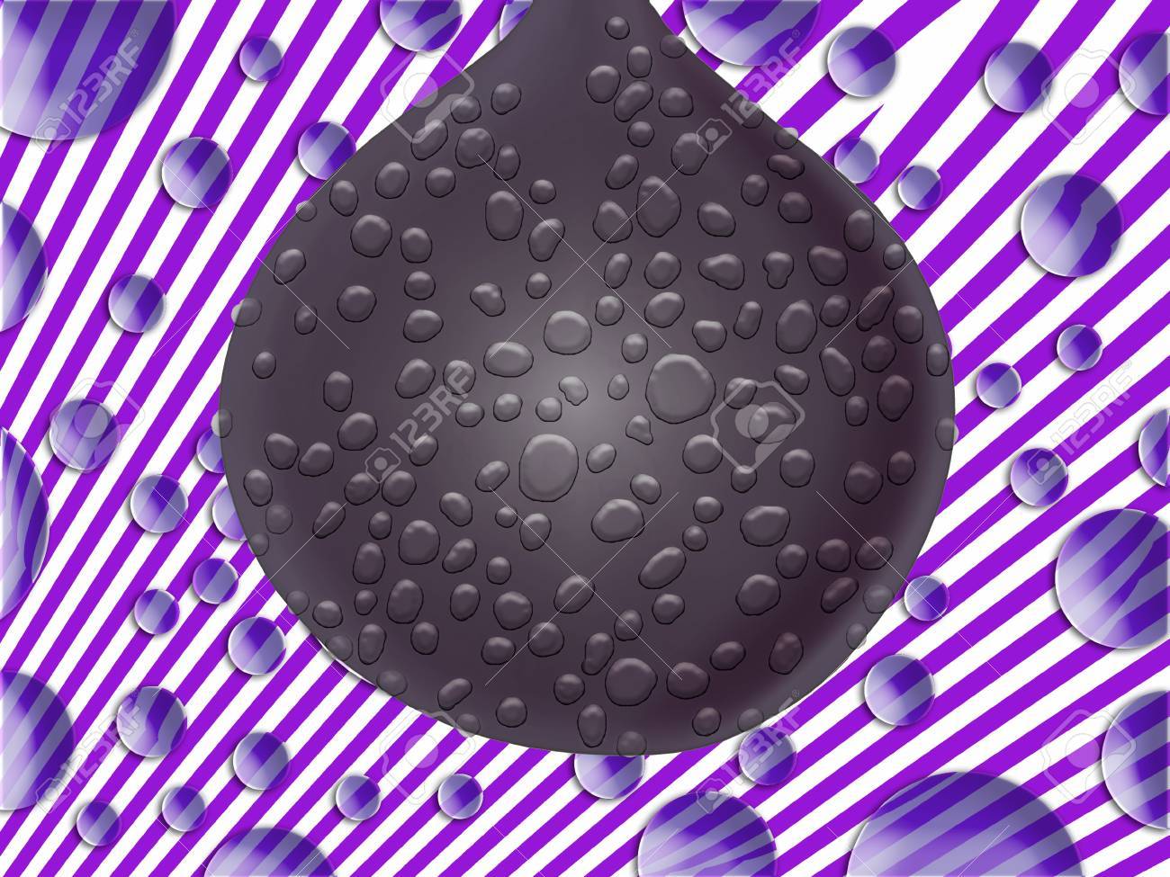 heavy iron black ball with water drops and bubbles in fantasy