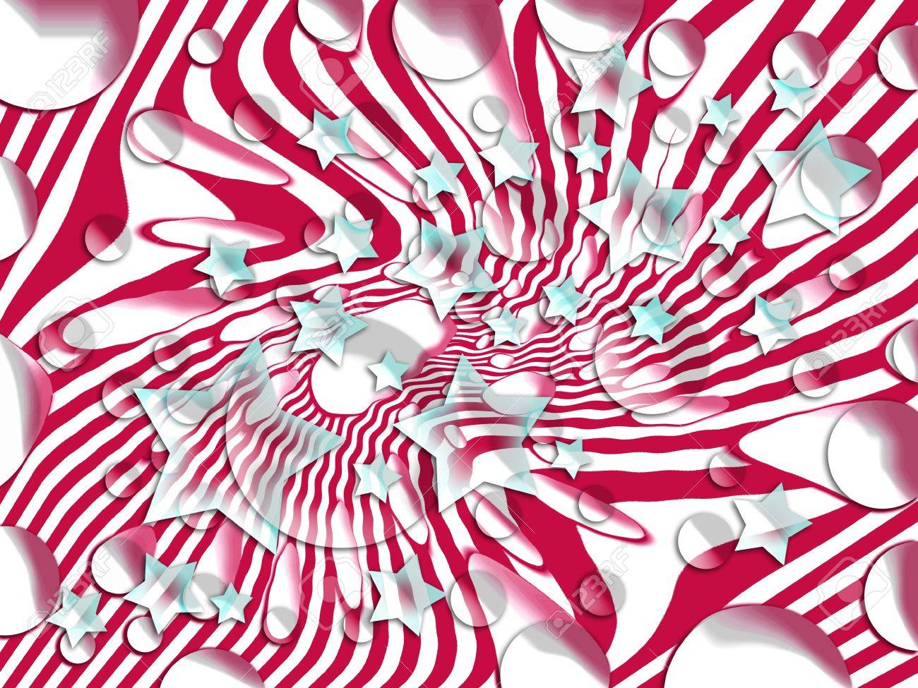 赤 白 青 動的泡 星とストライプの派手な背景 の写真素材 画像素材 Image