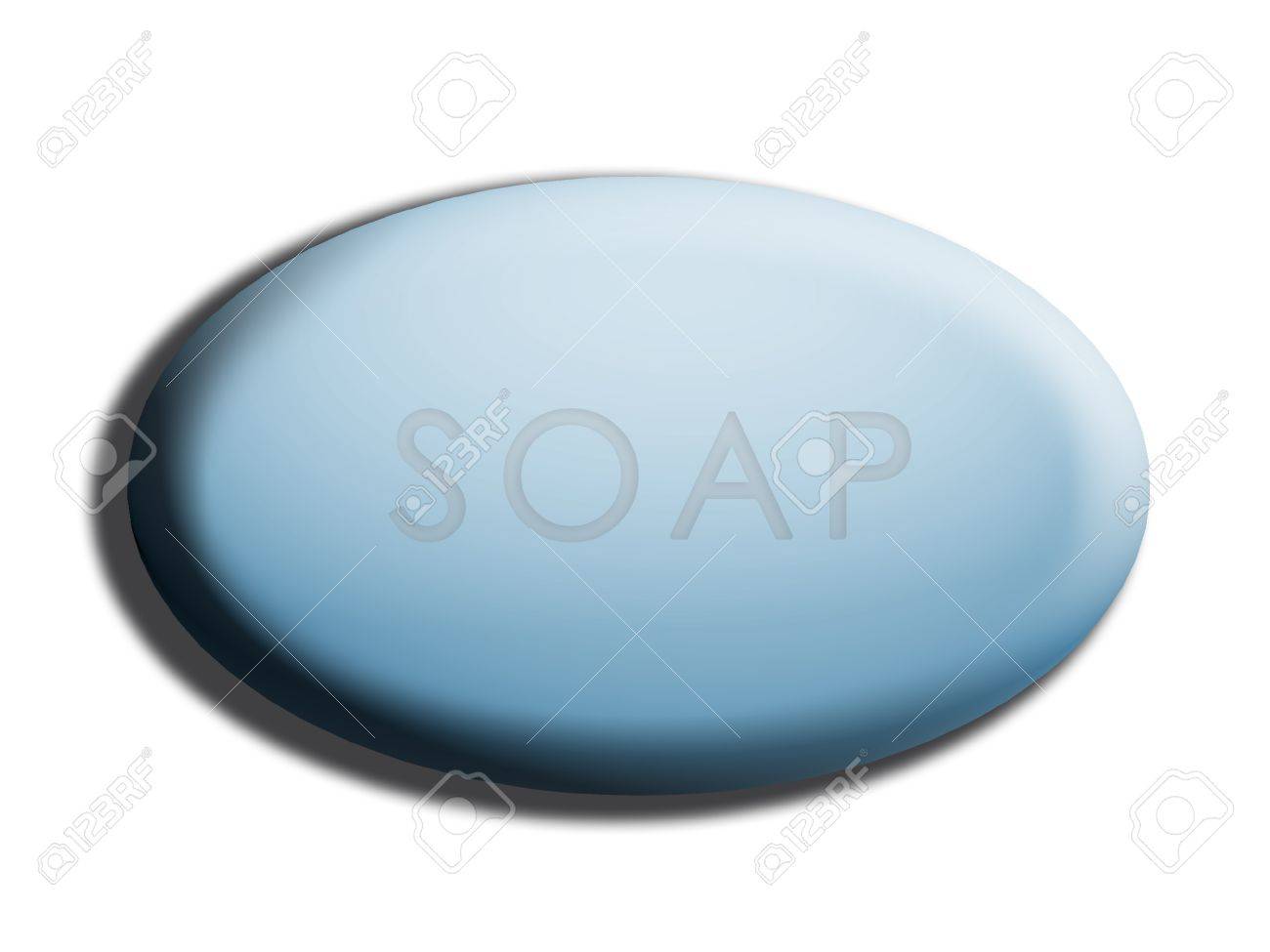 白で隔離光の青い楕円形の石鹸の図 の写真素材 画像素材 Image