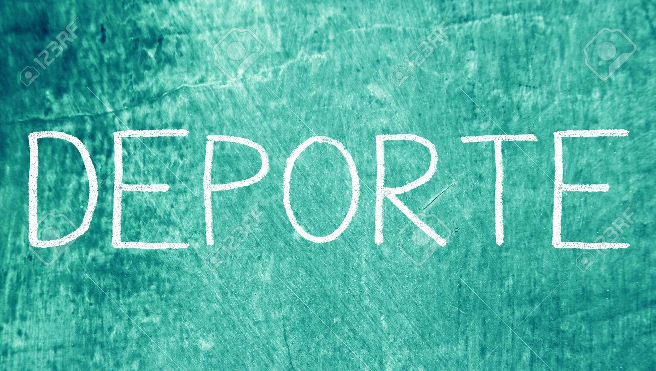 deporte sport word on blue chalkboard background blue chalkboard
