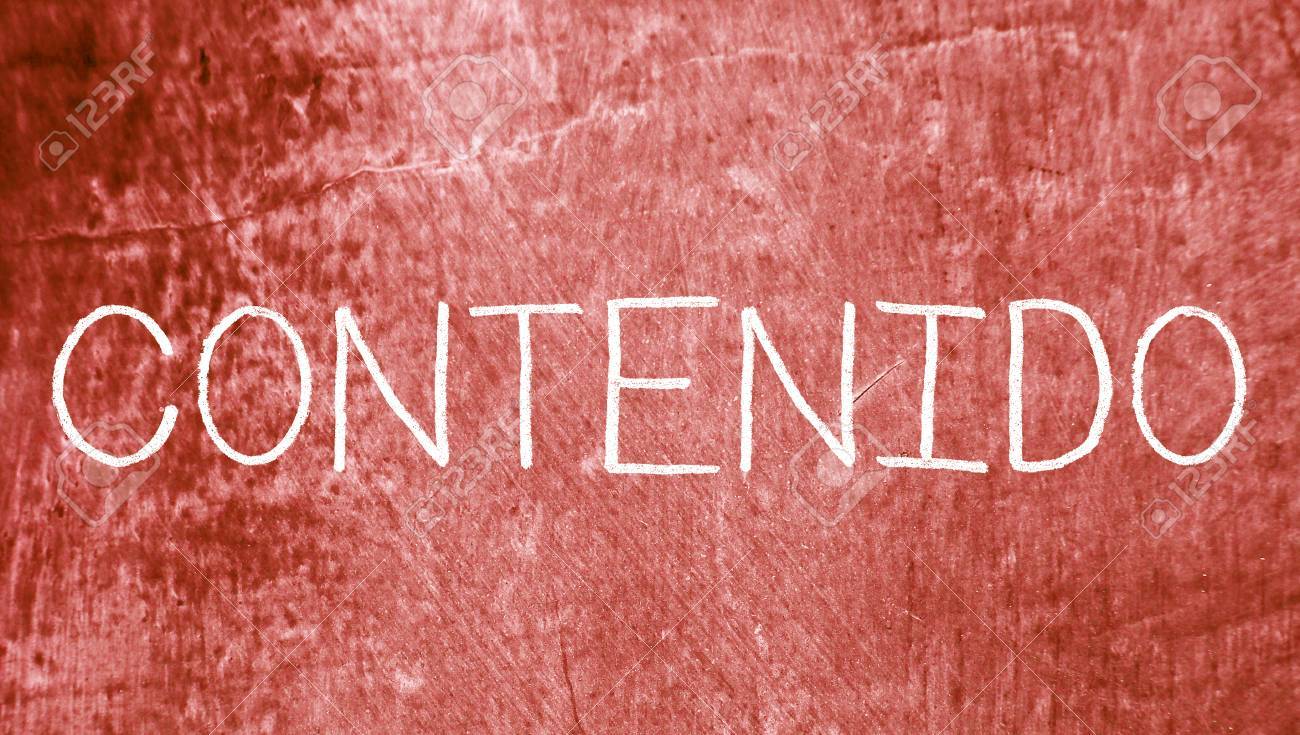 Contenido スペイン語でのコンテンツ汚い茶色のボードの背景に の写真素材 画像素材 Image