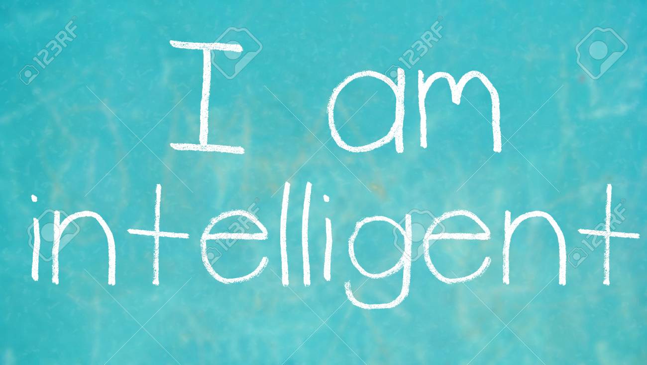 i am intelligent chalk words written on blue chalkboard blue chalkboard