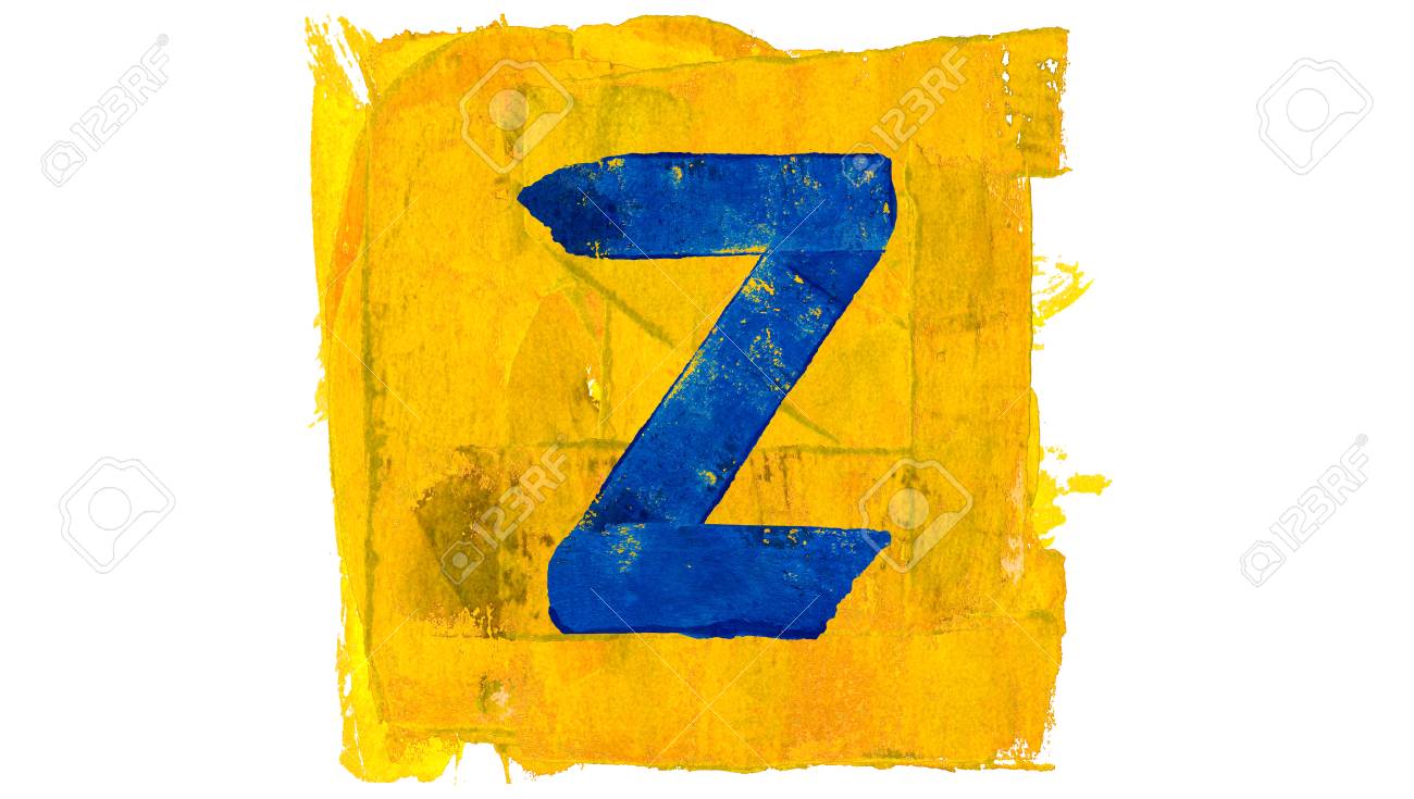 last alphabet letter of blue paint in yellow square stock photo last letter of alphabet