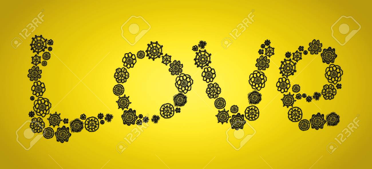 暗い愛のかぎ針編みの文字の言葉 の写真素材 画像素材 Image