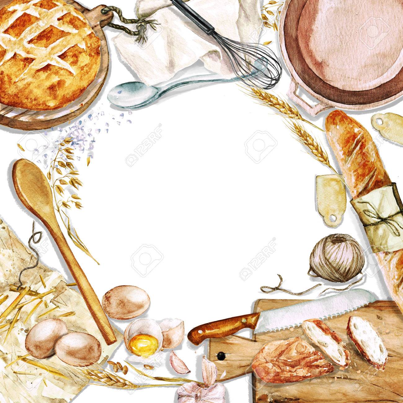 Watercolor background with space for text - Cooking Bread - 53240460 Watercolor background with space for text - Cooking Bread - 53240460