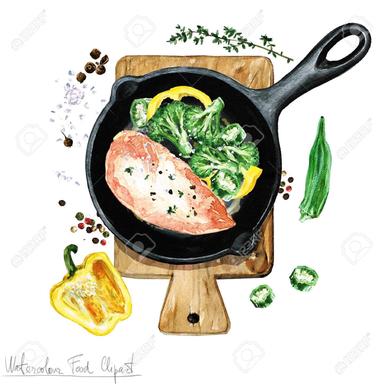 watercolor food clipart chicken