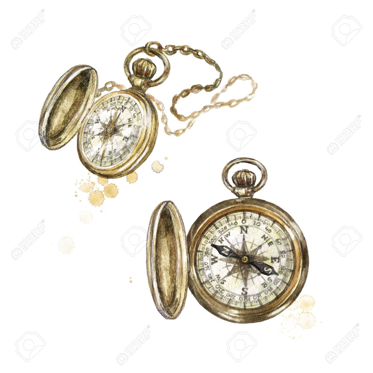 pocket watch and compass