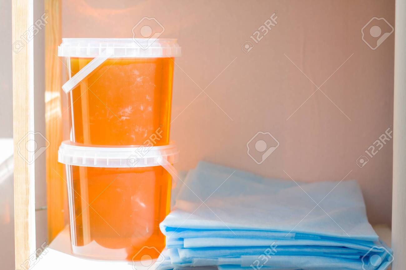 Depilation And Beauty Concept Sugar Paste Or Wax Honey For