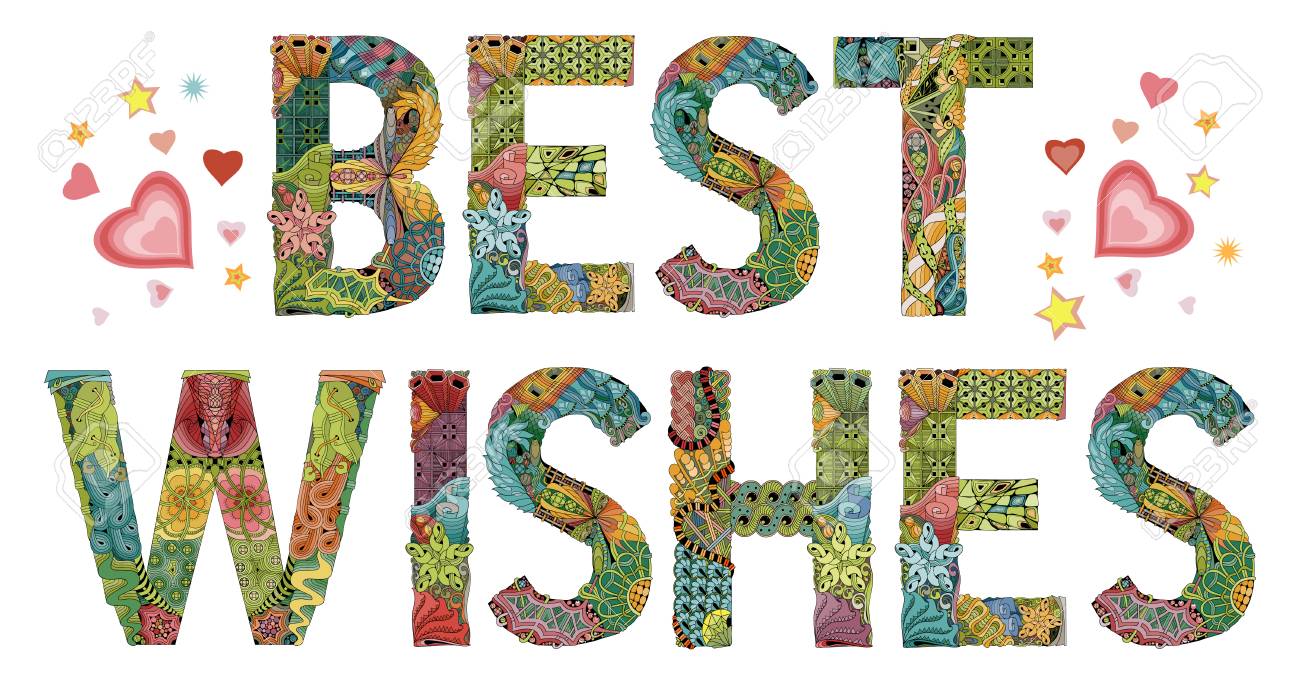 手描きのアートデザイン Tシャツやその他のデコレーション用手描きイラストワードbest Wishes のイラスト素材 ベクタ Image