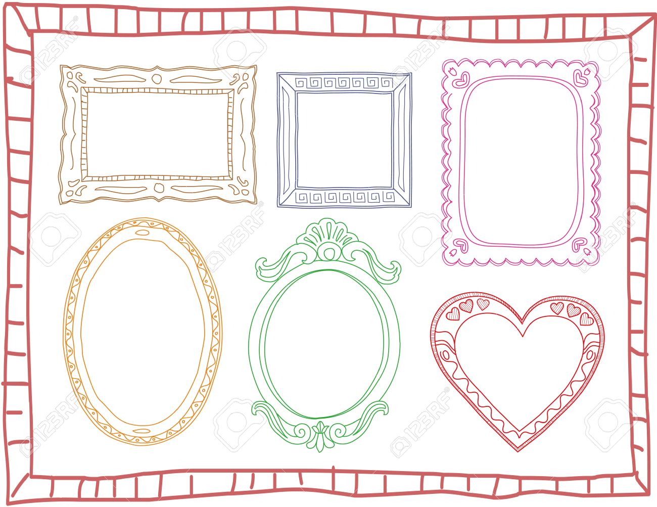 Set of hand-drawn colorful doodle frames - 15305658 Set of hand-drawn colorful doodle frames - 15305658