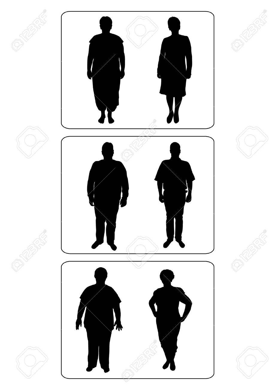 スリムになってシルエット脂肪の人々 のイラストのイラスト素材 ベクタ Image