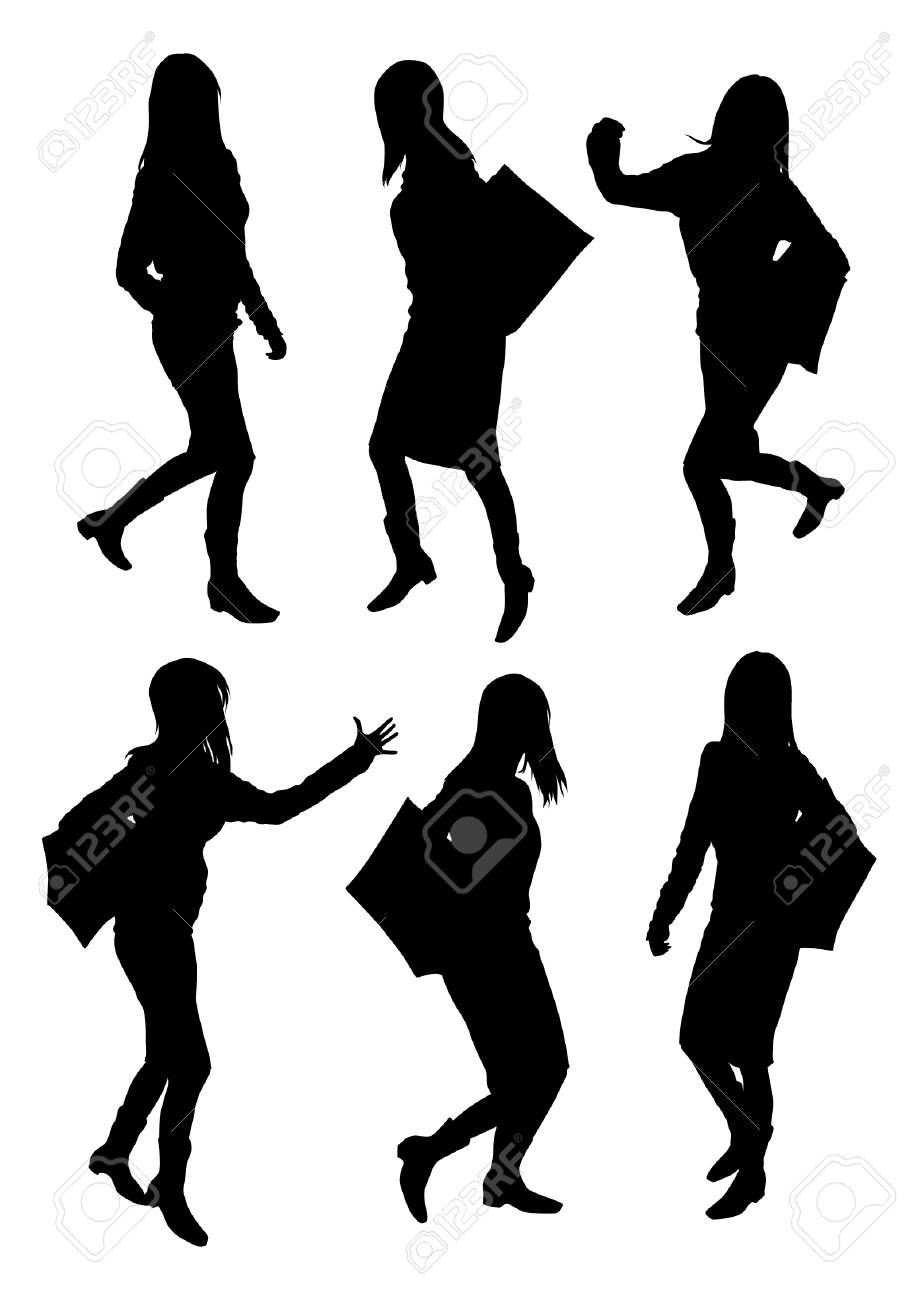 女の子シルエット セットのイラスト素材 ベクタ Image