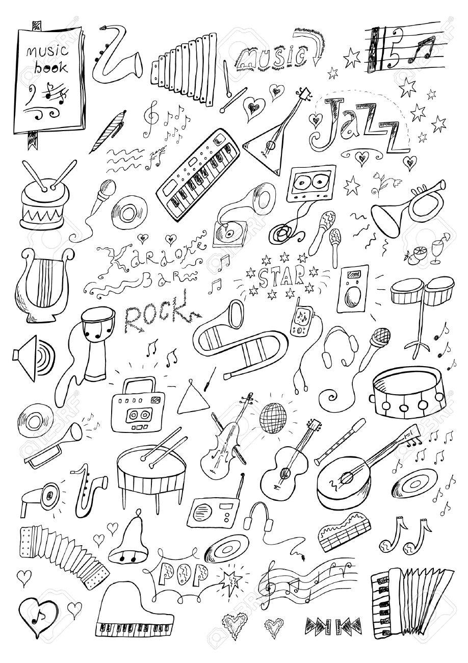 手描き音楽セット のイラスト素材 ベクタ Image