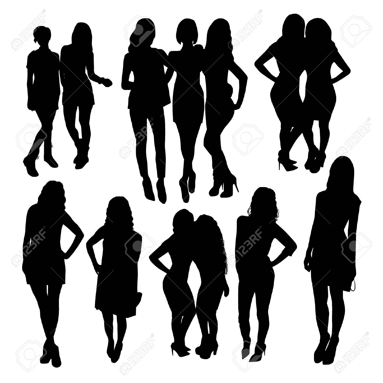 友達女性のシルエット のイラスト素材 ベクタ Image 友達女性のシルエット のイラスト素材 ベクタ Image