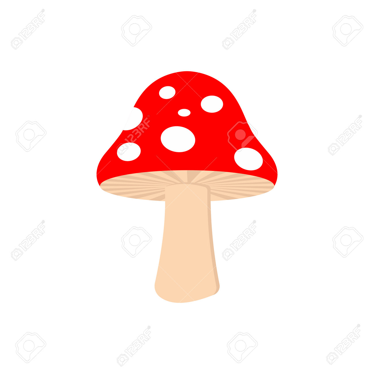 Vector Illustration Of A Simple Mushroom. Red Fly Agaric. Cartoon  Children's Painted Mushroom Fly Agaric In A Flat Style Isolated On A White  Background Royalty Free SVG, Cliparts, Vectors, and Stock Illustration., image size:1300x1300