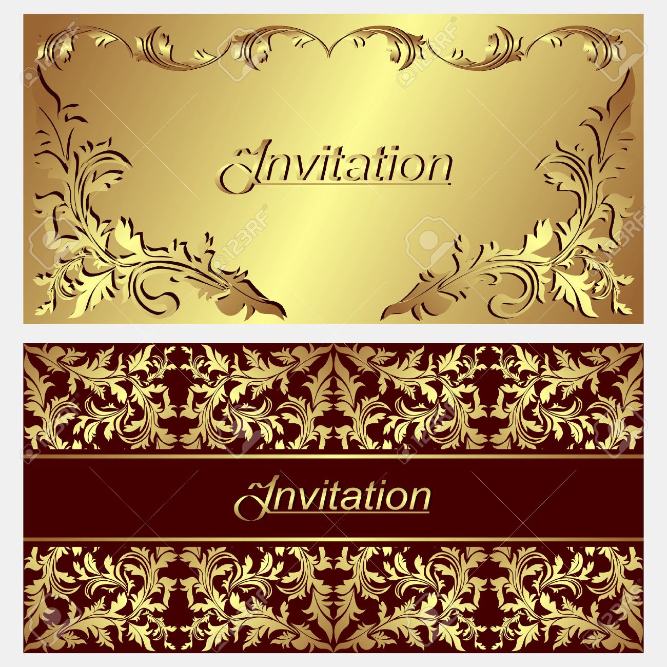 Luxurious invitation Cards with golden ornamental Borders - 22956506 Luxurious invitation Cards with golden ornamental Borders - 22956506