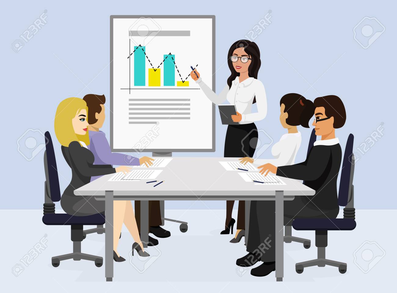 vector illustration of business meeting presentation concept business meeting presentation