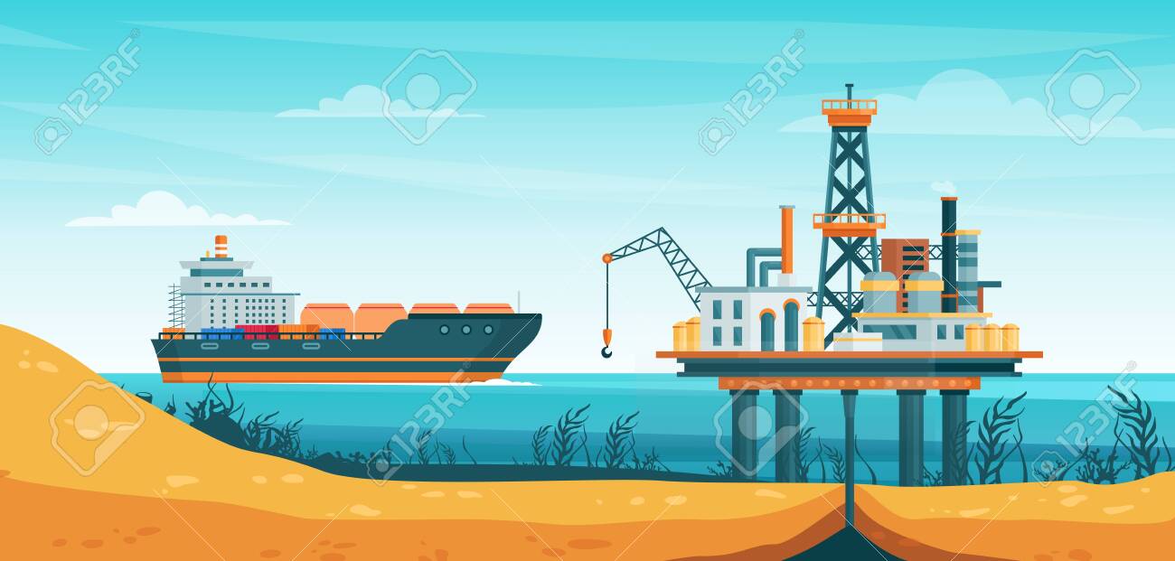 Oil gas extraction vector illustration. Cartoon flat drill oilfield technology, offshore extracting pump tower station at sea water, ship tanker passing to rig drilling platform infographic poster - 151954138 Oil gas extraction vector illustration. Cartoon flat drill oilfield technology, offshore extracting pump tower station at sea water, ship tanker passing to rig drilling platform infographic poster - 151954138