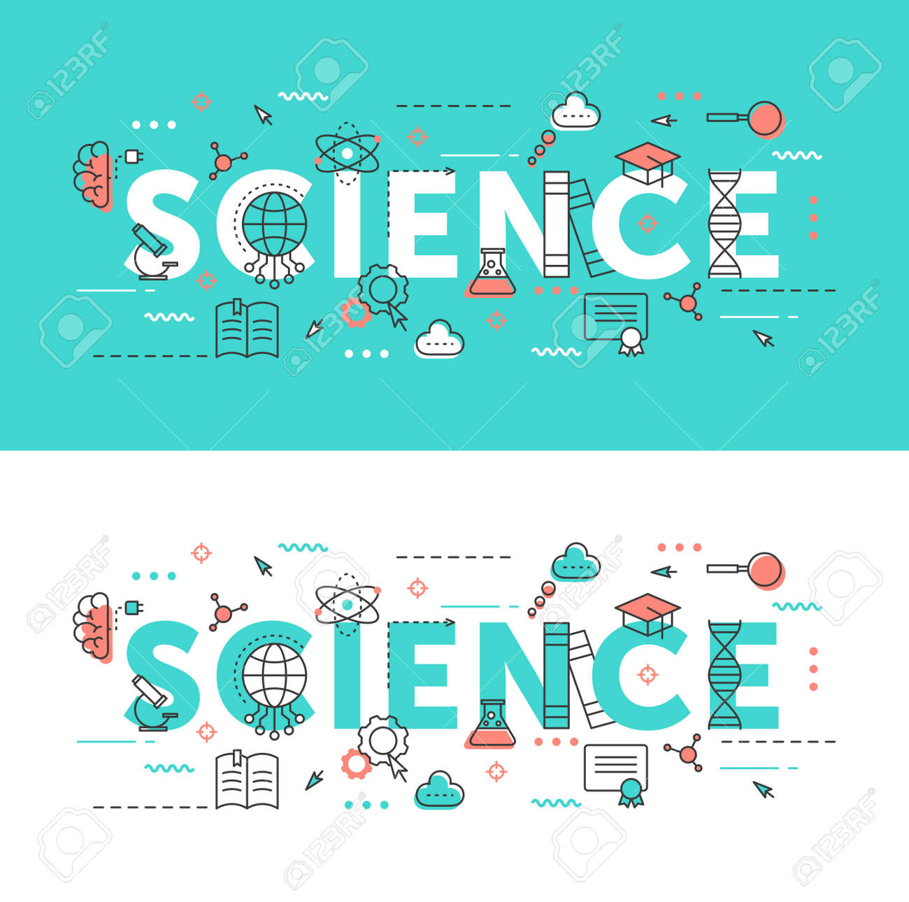 Science word thin line vector illustration set. Flat infographic website design collection with scientific research educational symbols, school education elements - 156310105 Science word thin line vector illustration set. Flat infographic website design collection with scientific research educational symbols, school education elements - 156310105