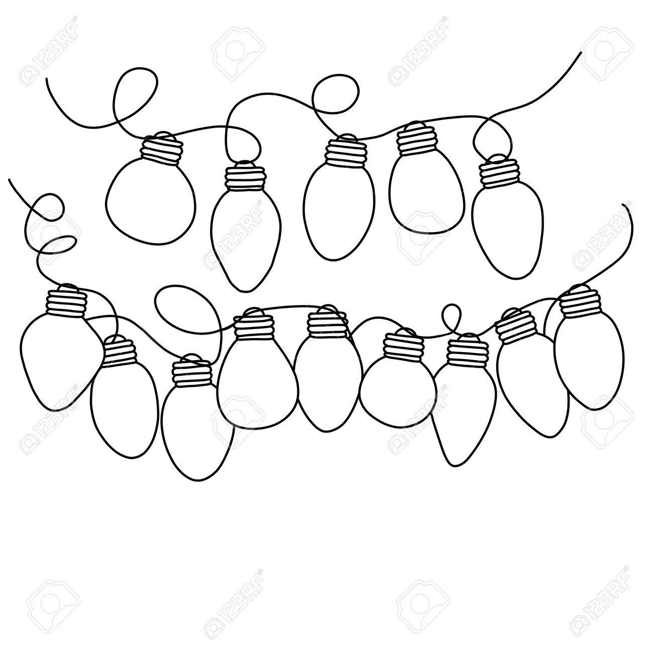 navidad luz hebra clipart blanco y negro