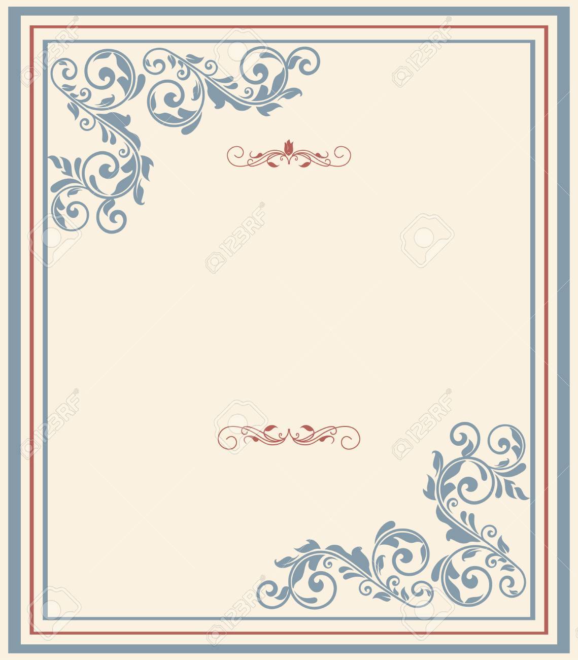 Tarjeta De Felicitación Vintage, Invitación Adornos Florales, Hermoso, De Lujo Postales Ilustraciones Svg, Vectoriales, Art Vectorizado Libre De Derechos. Image 35721969.