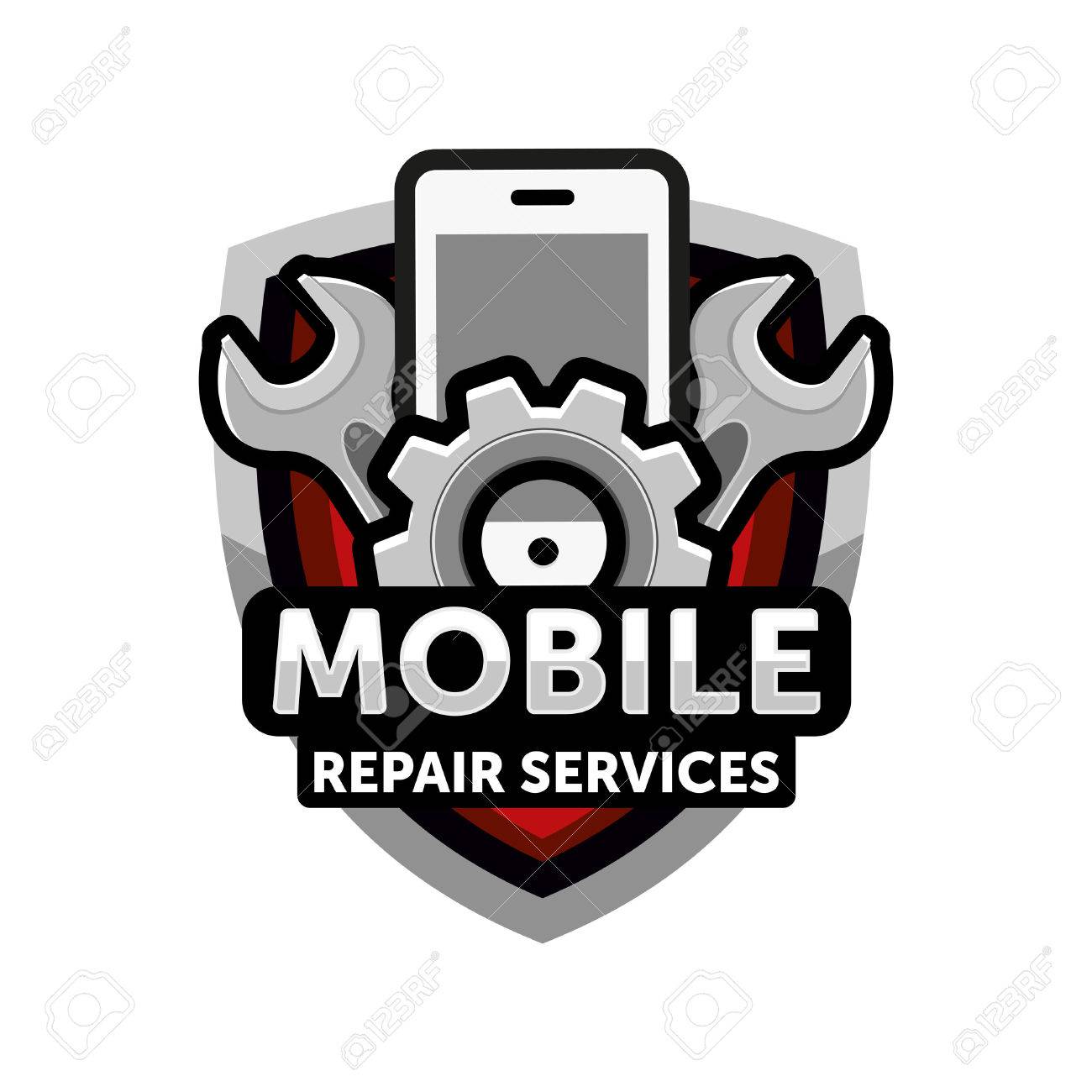 Mobile Repair Services Logo Icon Emblem Vector Royalty Free