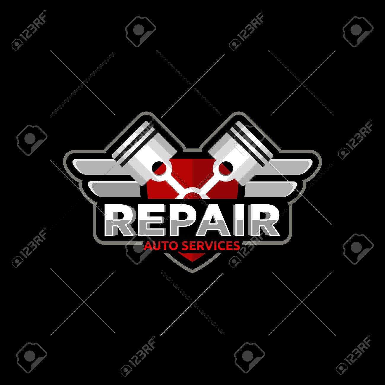 修理自動サービス ロゴ エンブレム ワッペンのイラスト素材 ベクタ Image