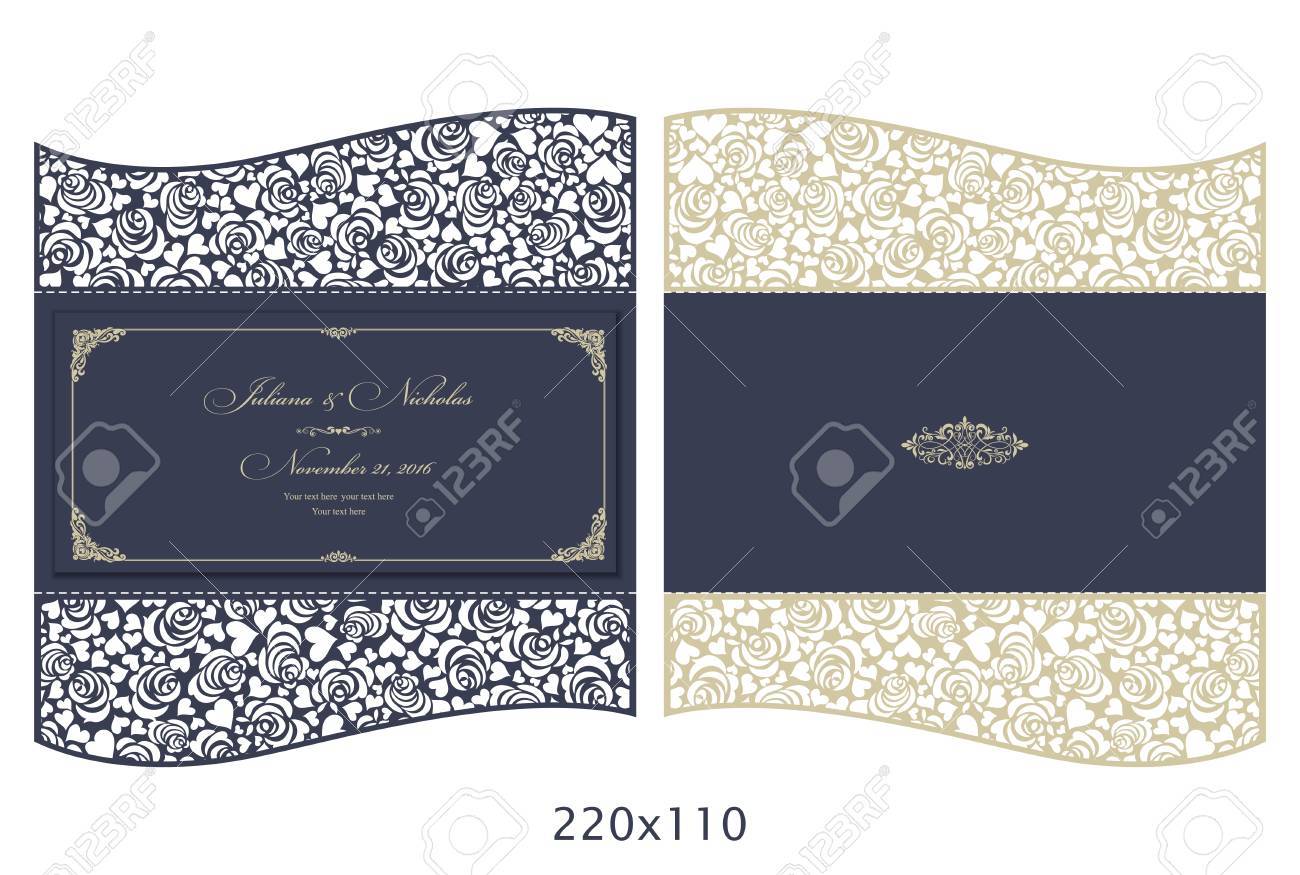Wedding Invitation Baroque. Template For Laser Cutting. Open Card In Wedding Card Size Template