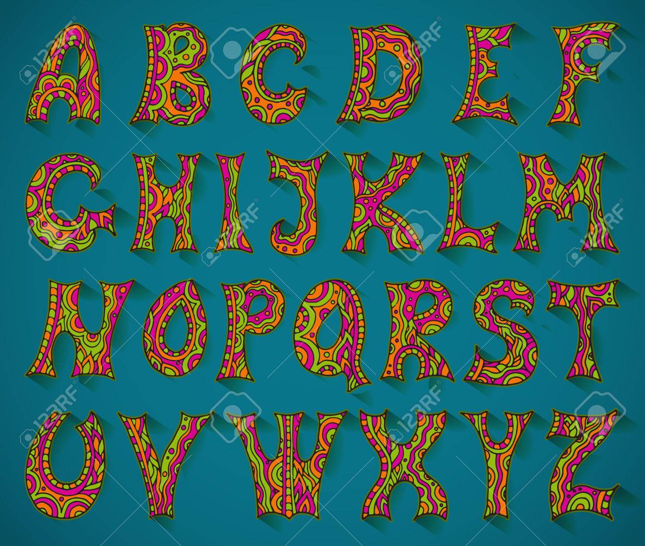 ファンタジー手描きフォントです ベクトル文字に設定します コレクション装飾アルファベットのイラスト素材 ベクタ Image