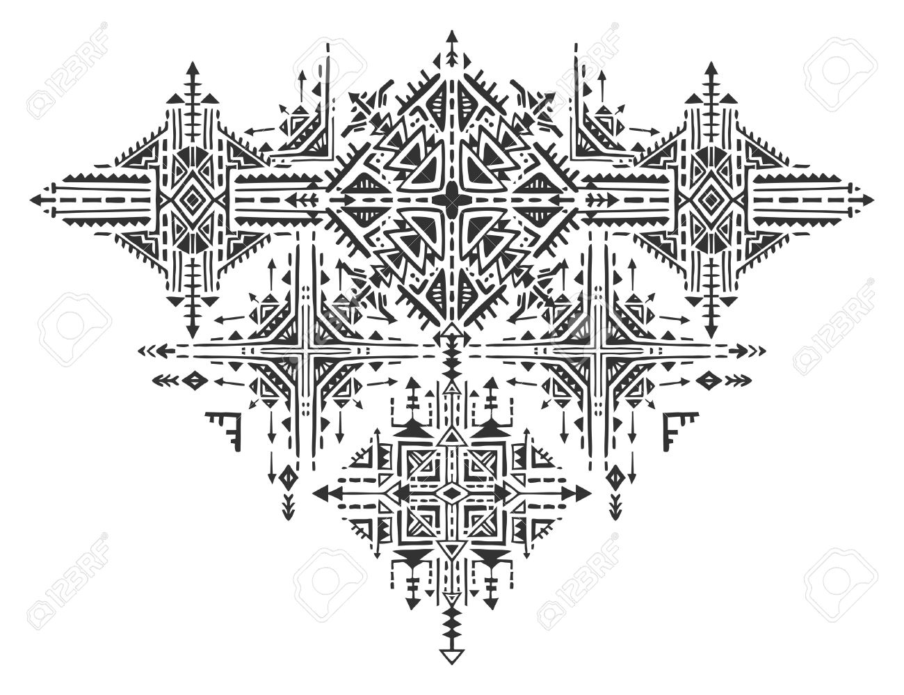 Tribal Art Boho Hand Geometrische Muster Gezeichnet Ethnische Druck In Schwarz Und Weiss Stoff Tuch Design Tapete Verpackung Lizenzfrei Nutzbare Vektorgrafiken Clip Arts Illustrationen Image 49938455