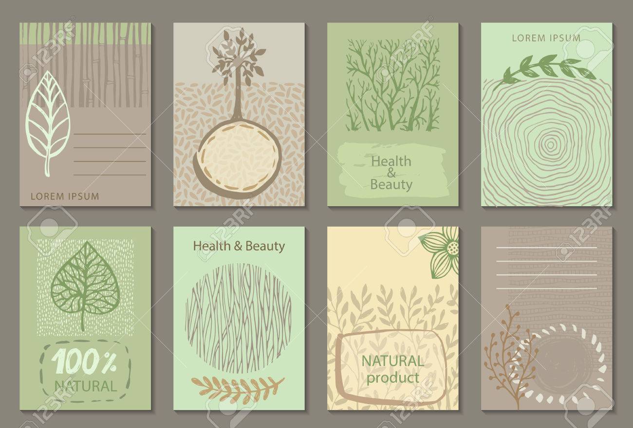 vector set of eco nature labels or business card templates flyers