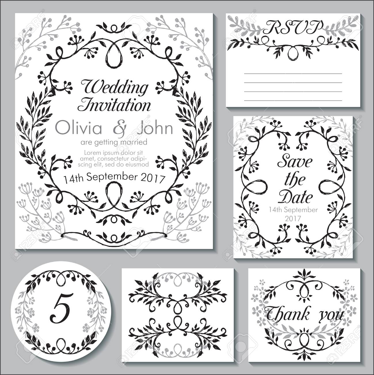 wedding collection templates for invitation thank you card