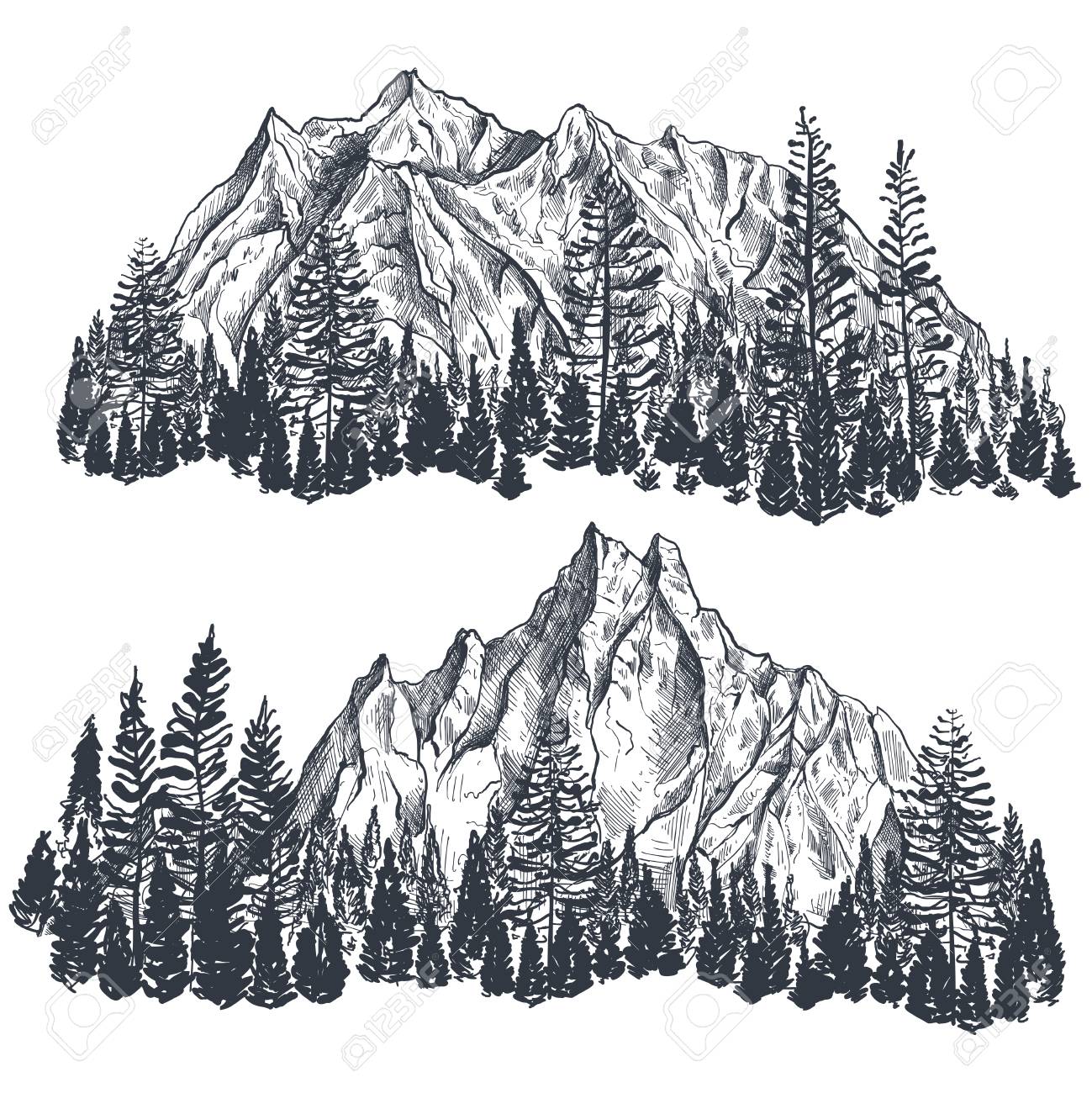 Featured image of post Mountain Range Drawing Black And White