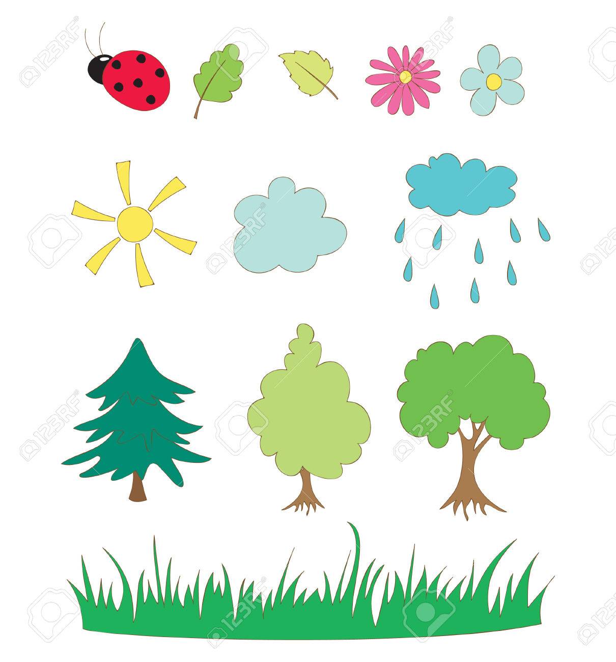 Elements De Dessin De La Main De La Nature Clip Art Libres De Droits Vecteurs Et Illustration Image