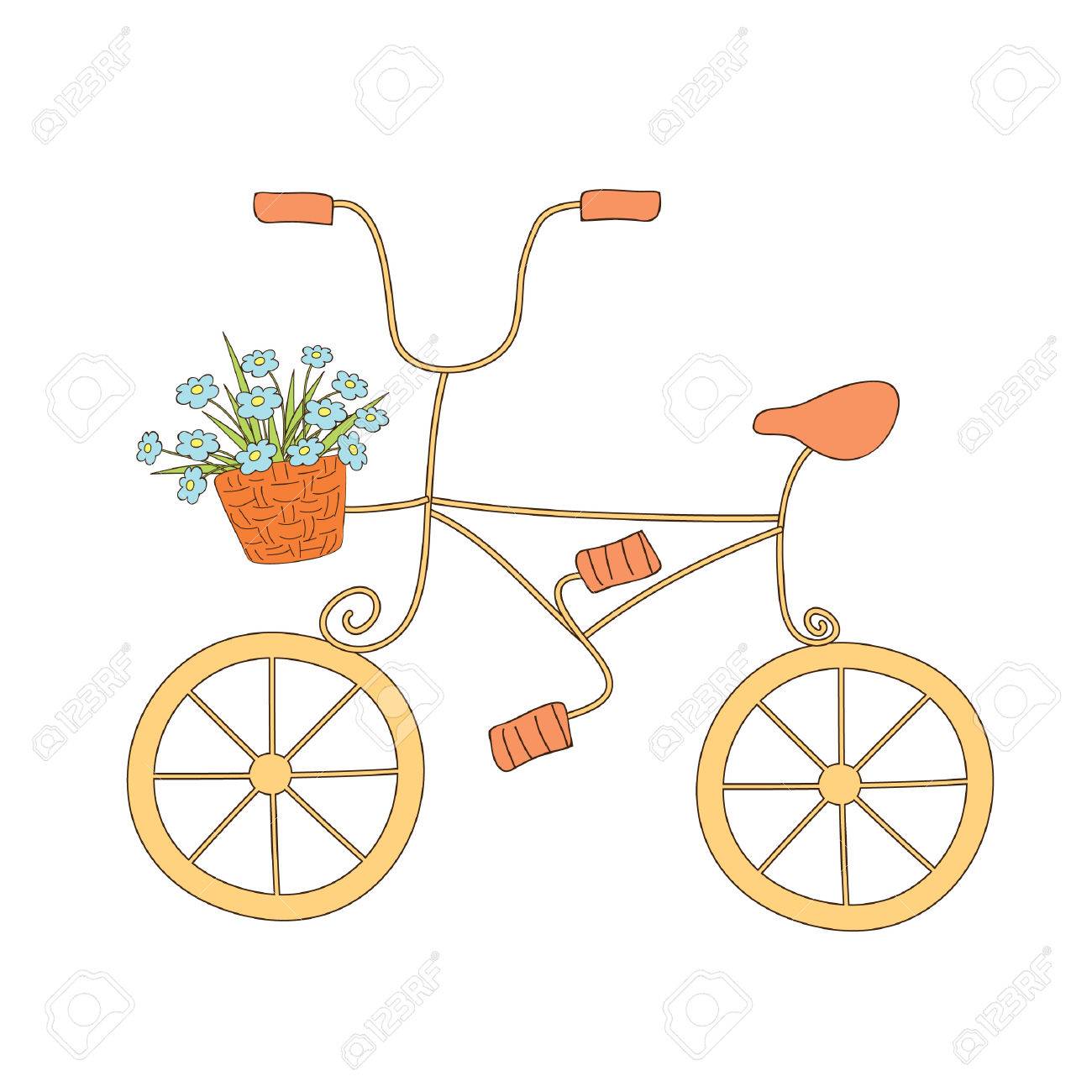 Cute Ilustracion De Bicicleta Ilustraciones Vectoriales Clip Art Vectorizado Libre De Derechos Image