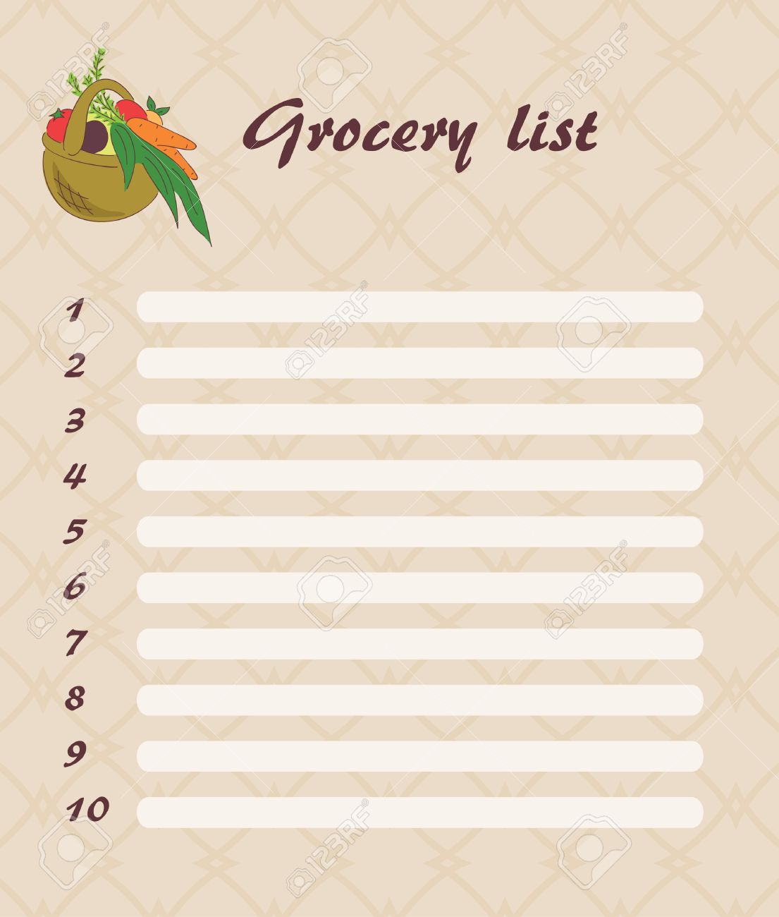 grocery list blank