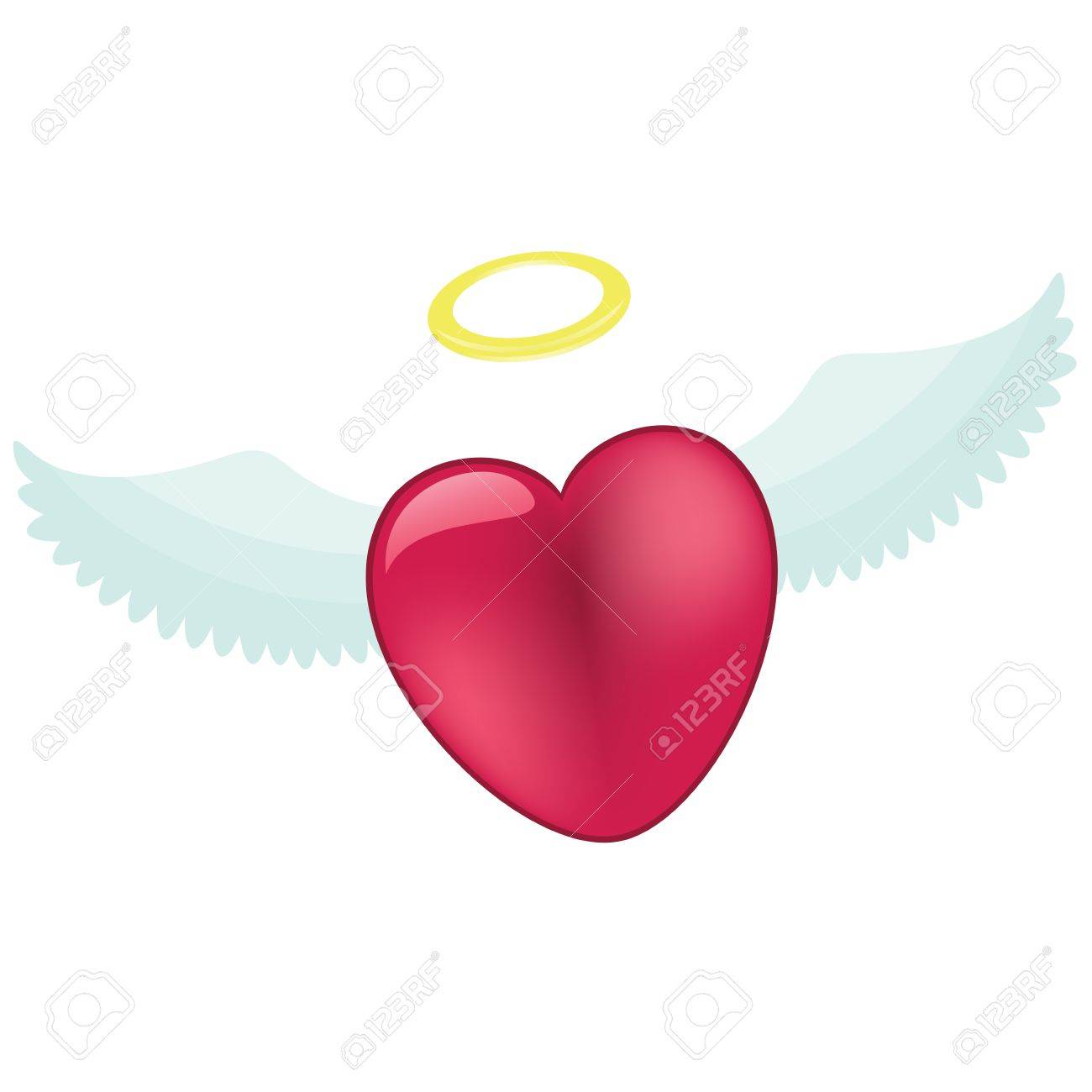 Pink Heart With Angel Wings And Nimbus, Isolated On White Background  Royalty Free SVG, Cliparts, Vectors, and Stock Illustration. Image 12333897., image size:1300x1300