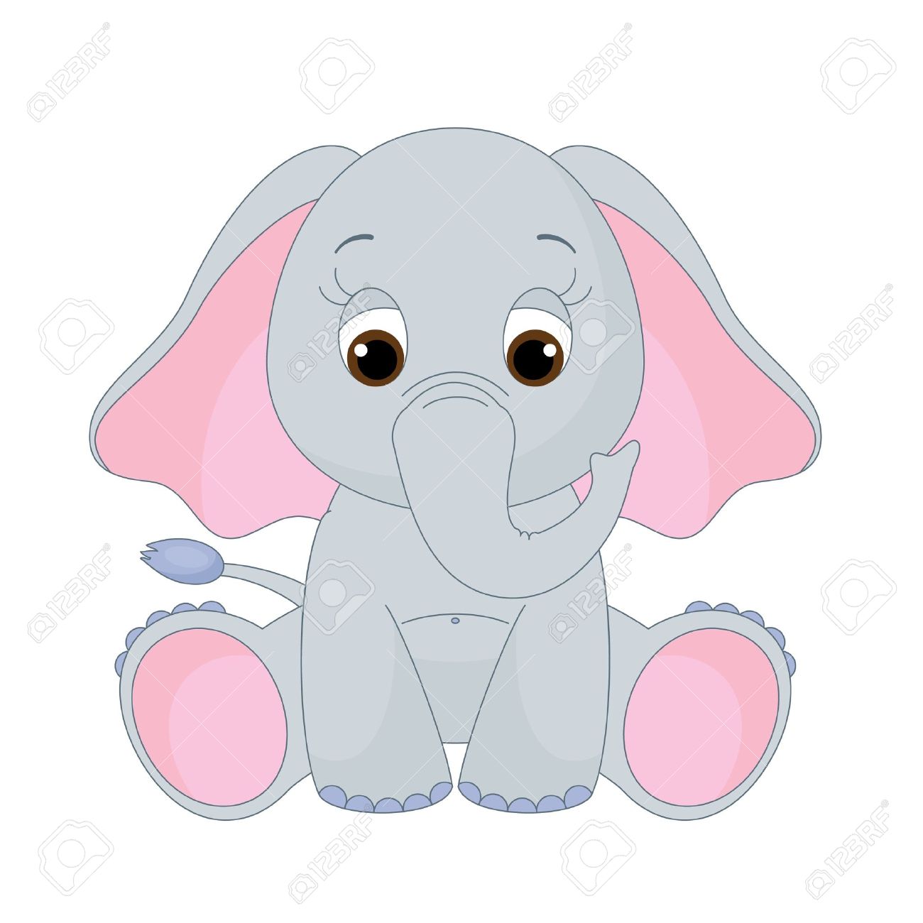 Cute Baby Elephant Sitting Alone. Isolated On White Royalty Free SVG,  Cliparts, Vectors, and Stock Illustration. Image 14126010., image size:1300x1300