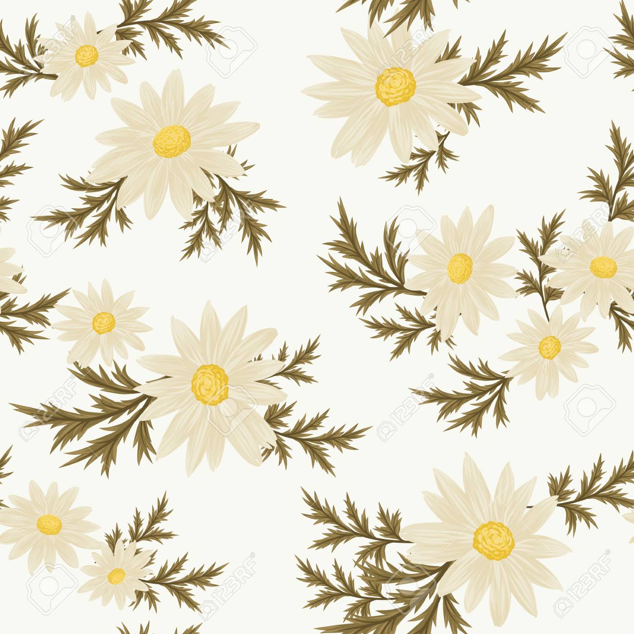 デイジーの花柄シームレスな壁紙 のイラスト素材 ベクタ Image