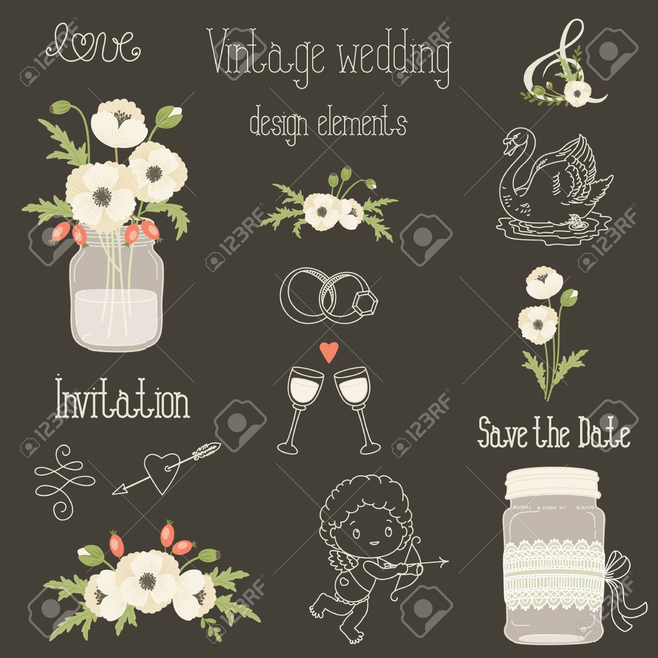 Rustic Wedding Design Elements With White Poppy Flowers Vector Set Of Vintage Hand Drawn Clip Rustic Wedding Design Elements With White Poppy Flowers Vector Set Of Vintage Hand Drawn Clip