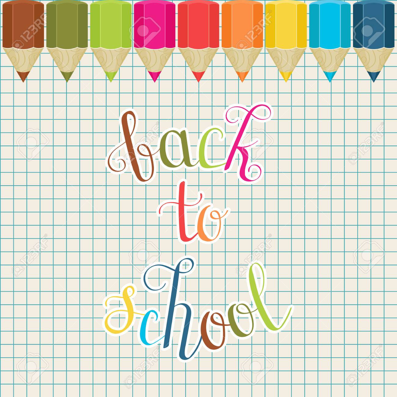 back to school inspirational quote vector hand lettering colorful graph paper for hand lettering