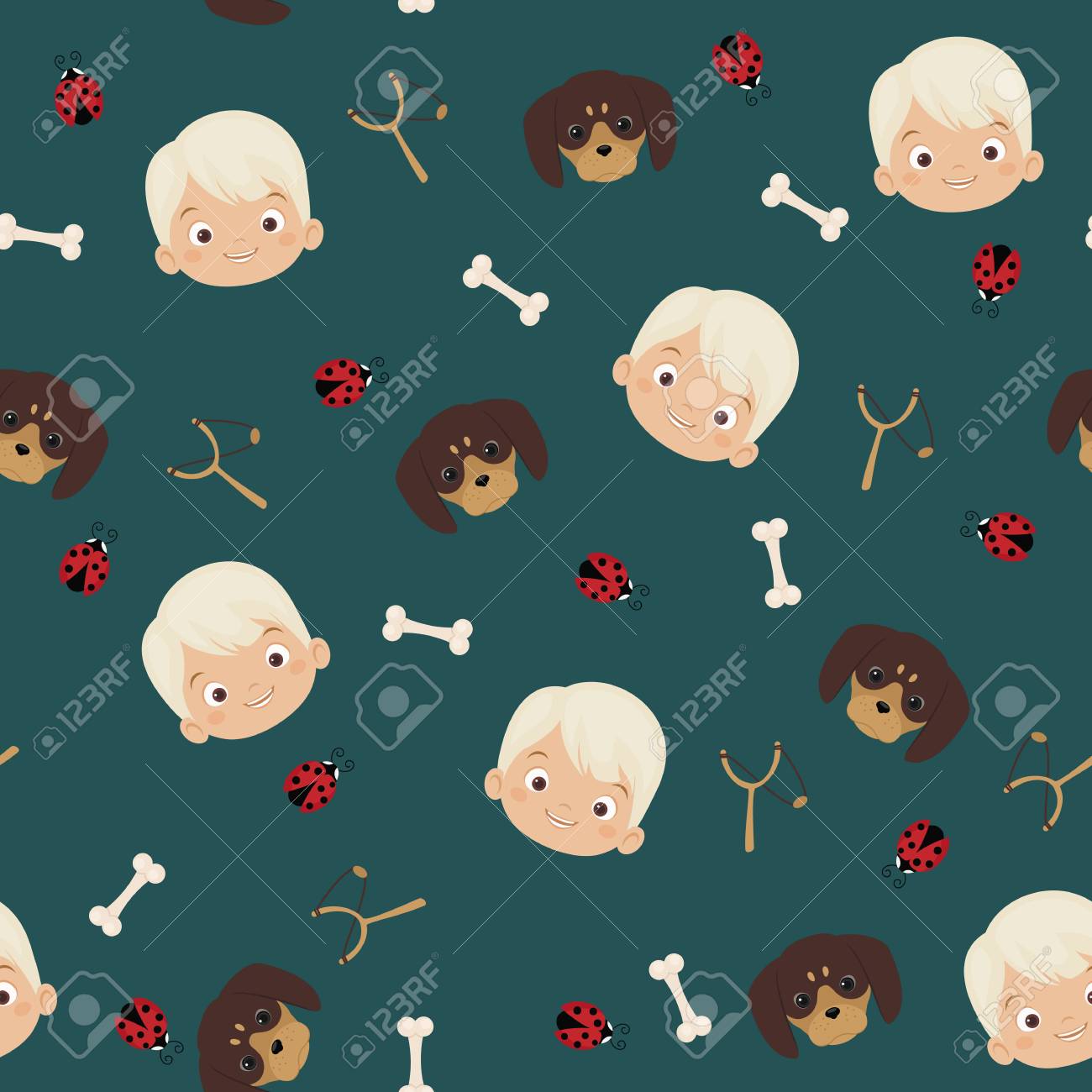 男の子と男の子のものの概念 シームレスなベクトル パターン 壁紙 のイラスト素材 ベクタ Image