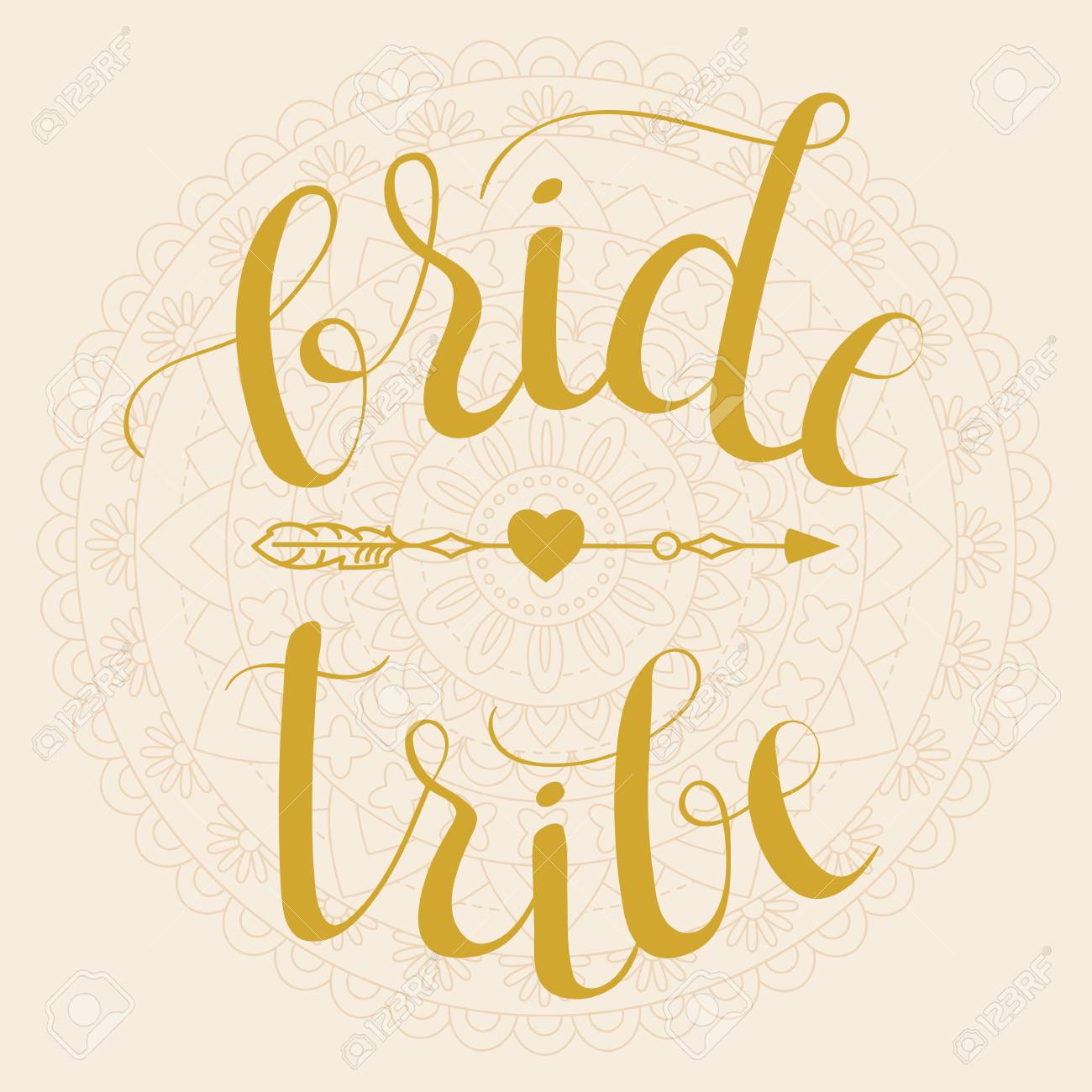 bride tribe bridal party wedding hand lettering phrase with
