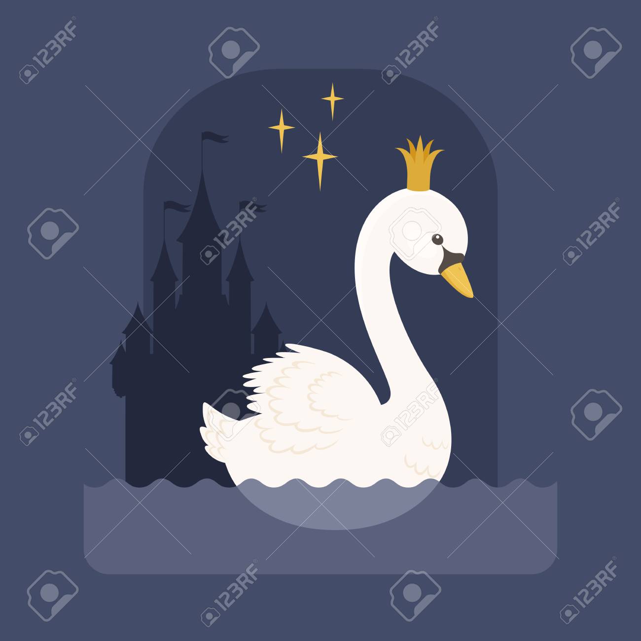 王冠に白い白鳥 おとぎ話のコンセプト ベクトルのイラスト のイラスト素材 ベクタ Image 王冠に白い白鳥 おとぎ話のコンセプト ベクトルのイラスト のイラスト素材 ベクタ Image