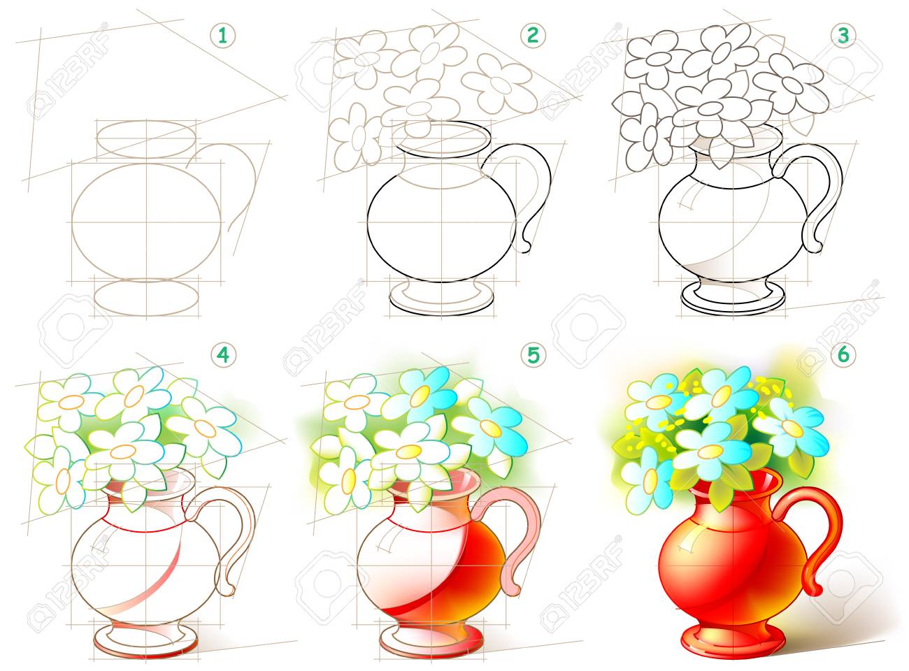 Page Shows How To Learn Step By Step To Paint A Beautiful Vase