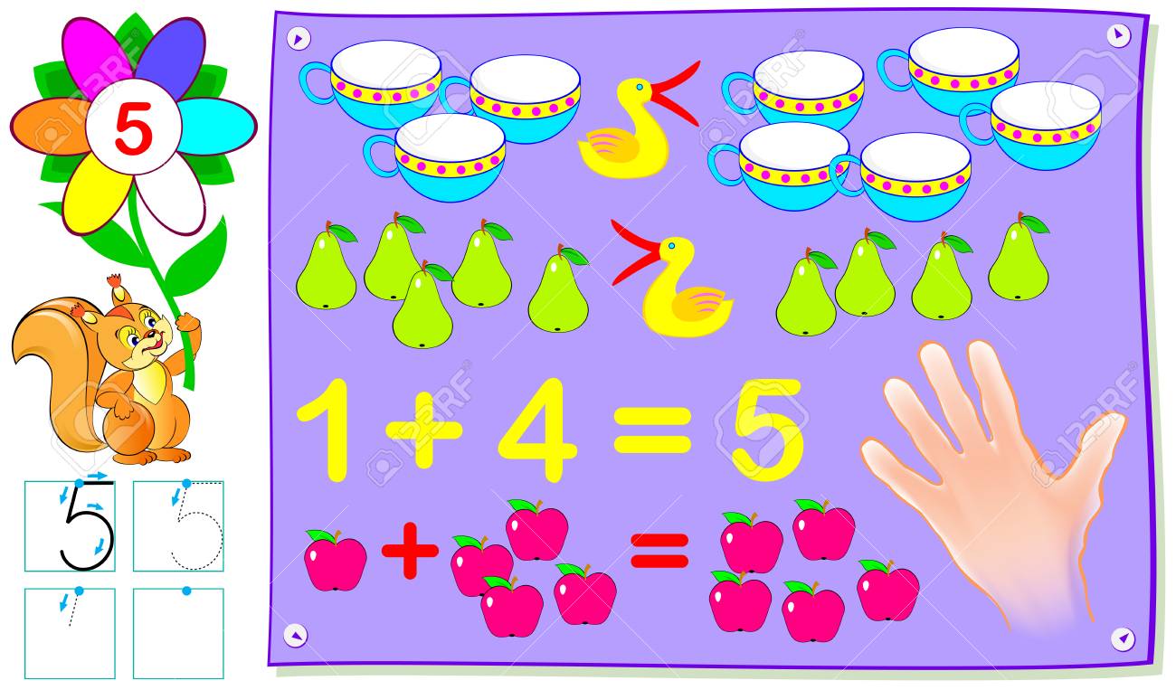 5番の幼児向け教育ページ ベクター漫画の画像 のイラスト素材 ベクタ Image