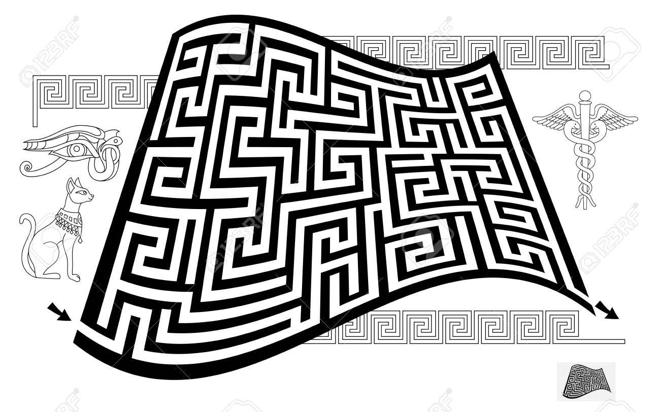 logical puzzle game with labyrinth for children and adults find way from start to end printable